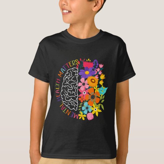 精神健康問題フローラ脳疾患 Tシャツ (正面)