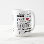 精神医学のナースのプライド属性+赤いハート コーヒーマグカップ (正面右)