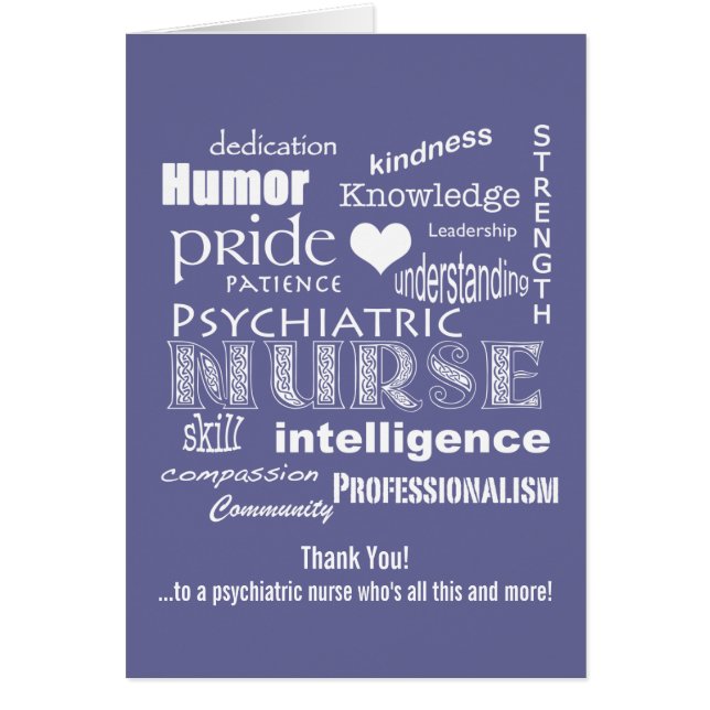 精神医学のナースは単語の雲感謝していしています (正面)