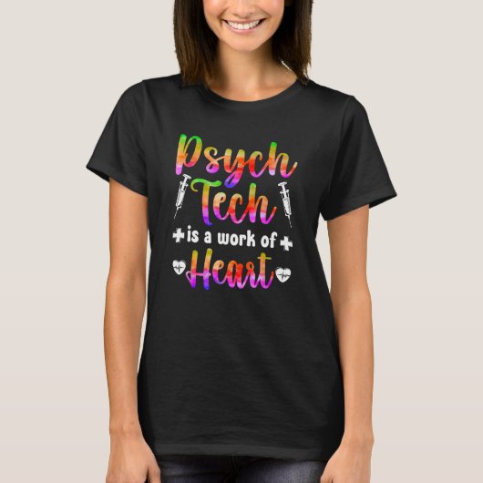 精神医学のハートの心理技術の仕事Psych Te Tシャツ (正面)