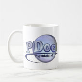 精神医学のPDoc医師精神科医ロゴ コーヒーマグカップ (左)