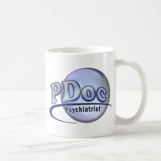 精神医学のPDoc医師精神科医ロゴ コーヒーマグカップ (右)