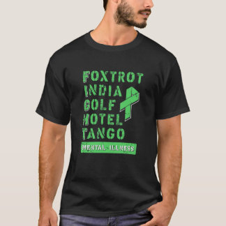 精神疾患と闘おう ミリタリーアルファベット メンタルヘルス Tシャツ