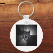 精神病ウルフアドバイス動物ミーム キーホルダー (正面)