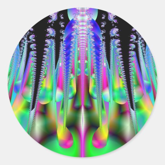 精神病性ロケットフラクタルアートステッカー ラウンドシール (正面)