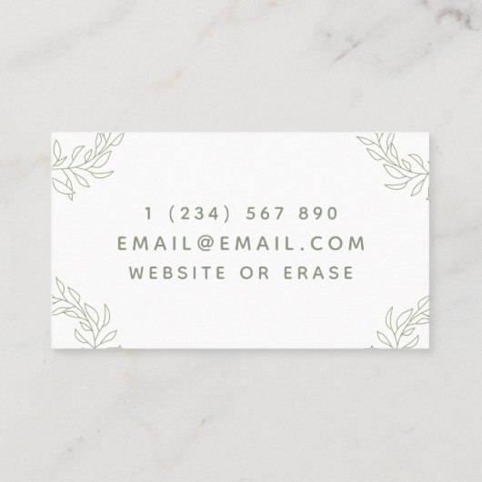 精神療法カウンセリングかわいらし書道ホワイト 名刺 (裏面)