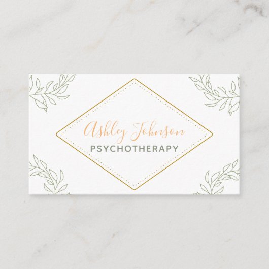 精神療法カウンセリングかわいらし書道ホワイト 名刺 (正面)