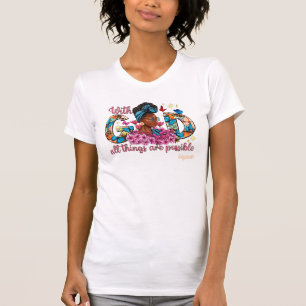 精神的なインスピレーションを受けた優雅な黒人女性 Tシャツ
