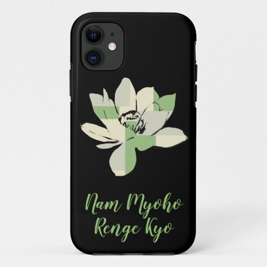 精神的なグリーンロータスフラワー 南無妙法蓮華経 Case-Mate iPhoneケース (裏面)