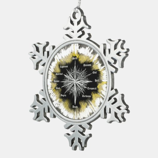 精神的なコンパス スノーフレークピューターオーナメント (右)