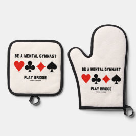 精神的な体操選手の橋遊に4つのカードスーツを着ている 鍋つかみ&鍋敷きセット