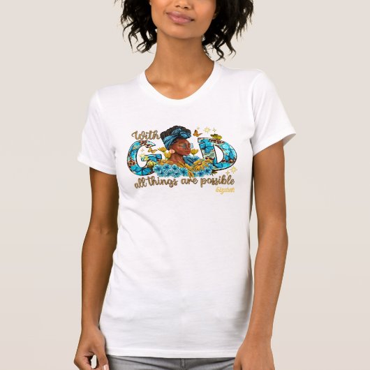 精神的な優雅さに満ちた黒人の女性 Tシャツ (正面)