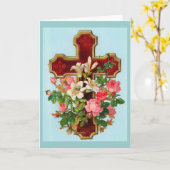 精神的な十字および花カード カード (黄色い花)