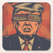 精神的な問題で目をつぶった大統領 スクエアペーパーコースター (正面)