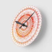 精神的な曼荼羅のオレンジ黄色 ラウンド壁時計 (傾斜)