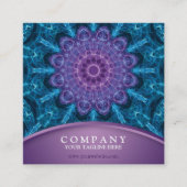 精神的な紫色の花、青の海 スクエア名刺 (正面)