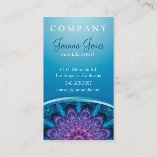 精神的な紫色の花、青の海 名刺 (裏面)