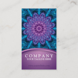 精神的な紫色の花、青の海 名刺