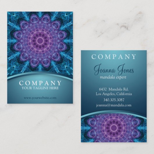 精神的な紫色の花、青ぽっちゃりしたの海 名刺 (正面/裏面)