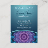 精神的な紫色の花、青ぽっちゃりしたの海 名刺 (裏面)