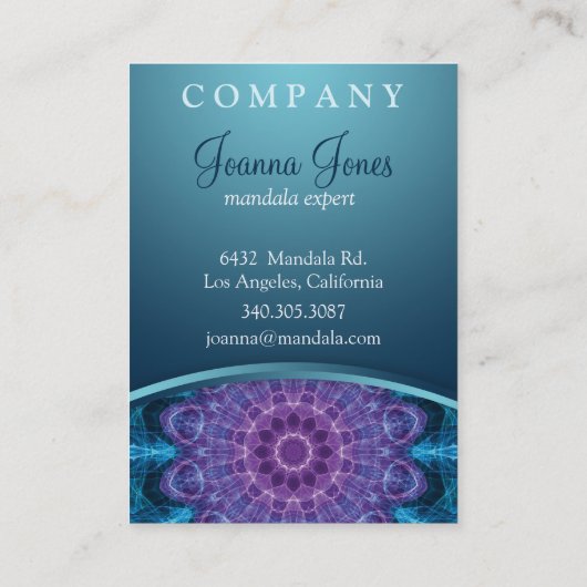 精神的な紫色の花、青ぽっちゃりしたの海 名刺 (裏面)