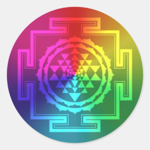 精神的なSri Yantra -虹 ラウンドシール