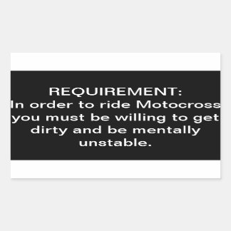 「精神的に不安定なモトクロス」要件ステッカー 長方形シール