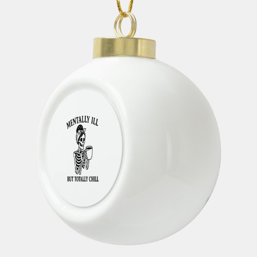 精神的に悪いが完全に寒いハロウィーン セラミックボールオーナメント (右)