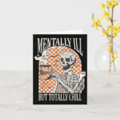 精神的に病気だがハロウィーンの骨格を完全に冷やす カード (黄色い花)