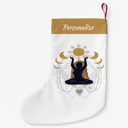 精神的瞑想 ゼン ヨガ ゴールド ムーン スモールクリスマスストッキング (裏面)
