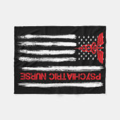 精神科ナースアメリカ国旗Rn Mental Health P フリースブランケット (正面(横))