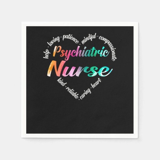 精神科ナース精神科ナースハートWord Clo スタンダードカクテルナプキン (正面)