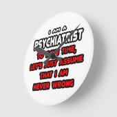 精神科医おもしろいTシャツと贈り物 ラウンド壁時計 (傾斜)