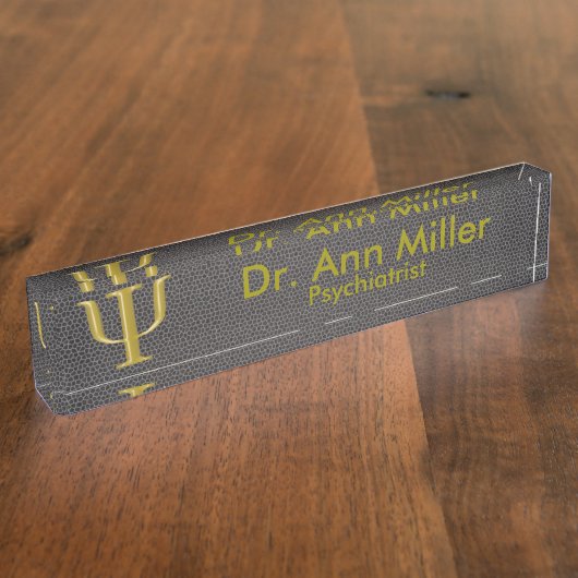 精神科医の机のネームプレート デスクネームプレート (側面)