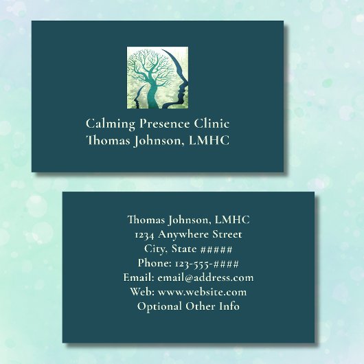 精神科医の森のグリーンヘッドのマインドツリーオブライフ 名刺
