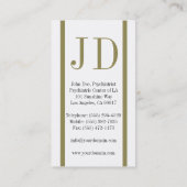 精神科医のVertの金ゴールドのストライプW/W 名刺 (裏面)