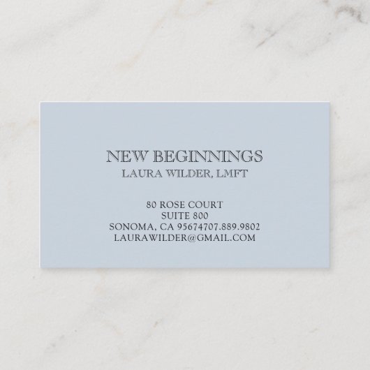 精神科医カウンセラーセラピストバタフライブルー 名刺 (裏面)