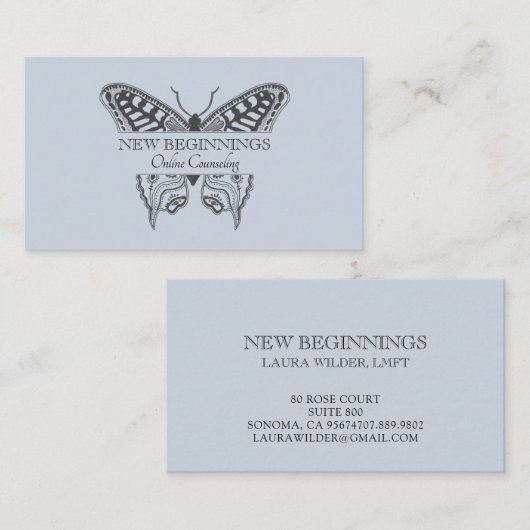 精神科医カウンセラーセラピストバタフライブルー 名刺 (正面/裏面)