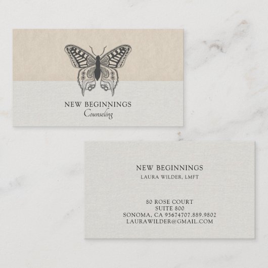 精神科医カウンセラーセラピーバタフライビジネス 名刺 (正面/裏面)