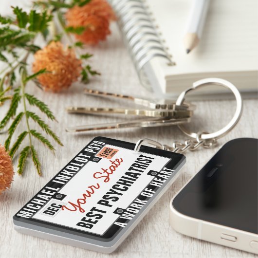 精神科医ライセンスプレートキーチェーン キーホルダー (正面右)