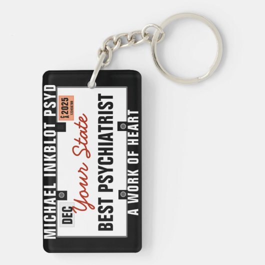 精神科医ライセンスプレートキーチェーン キーホルダー (裏面)