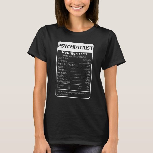 精神科医栄養事実皮肉グラフィック Tシャツ (正面)