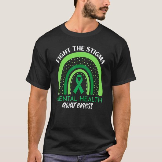 精神衛生に関する偏見と闘おう月間 グリーン Tシャツ (正面)
