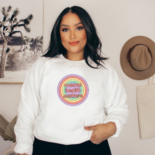 精神衛生に関する問題 |レトロサークルピーチキャンディ スウェットシャツ