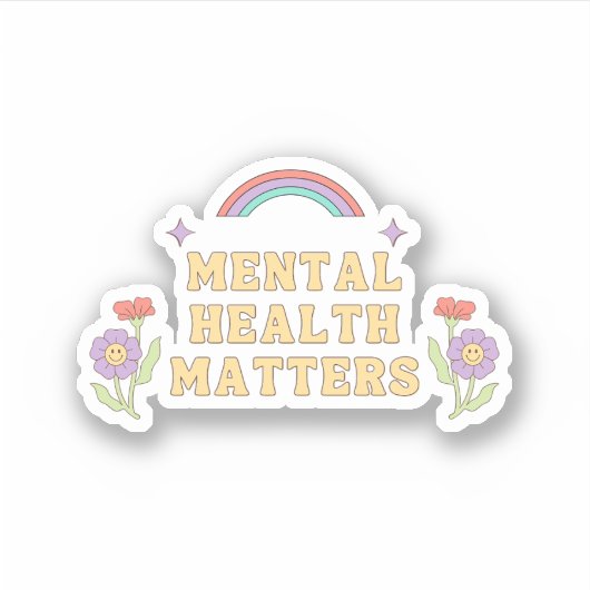 精神衛生に関する問題 | Groovy Rainbow Peach Candy シール (正面)