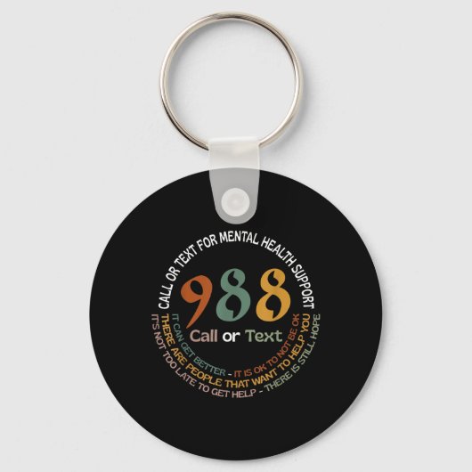精神衛生のための988コールまたはテキスト キーホルダー (正面)