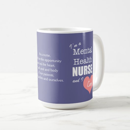 精神衛生の看護私の心配+ピンクのハート コーヒーマグカップ (正面右)