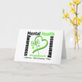 精神衛生の認識度のハートの蝶リボン カード (黄色い花)