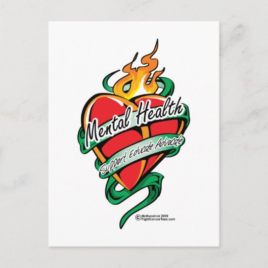 精神衛生タトゥーハート ポストカード (正面)
