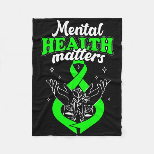 精神衛生問題花認識度女性 フリースブランケット (正面)